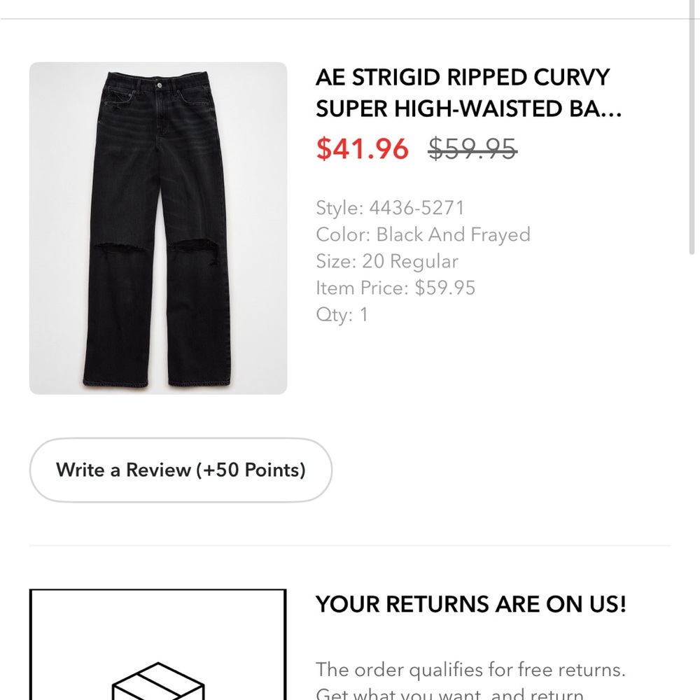 American Eagle Outfitters Black Strigid Baggy